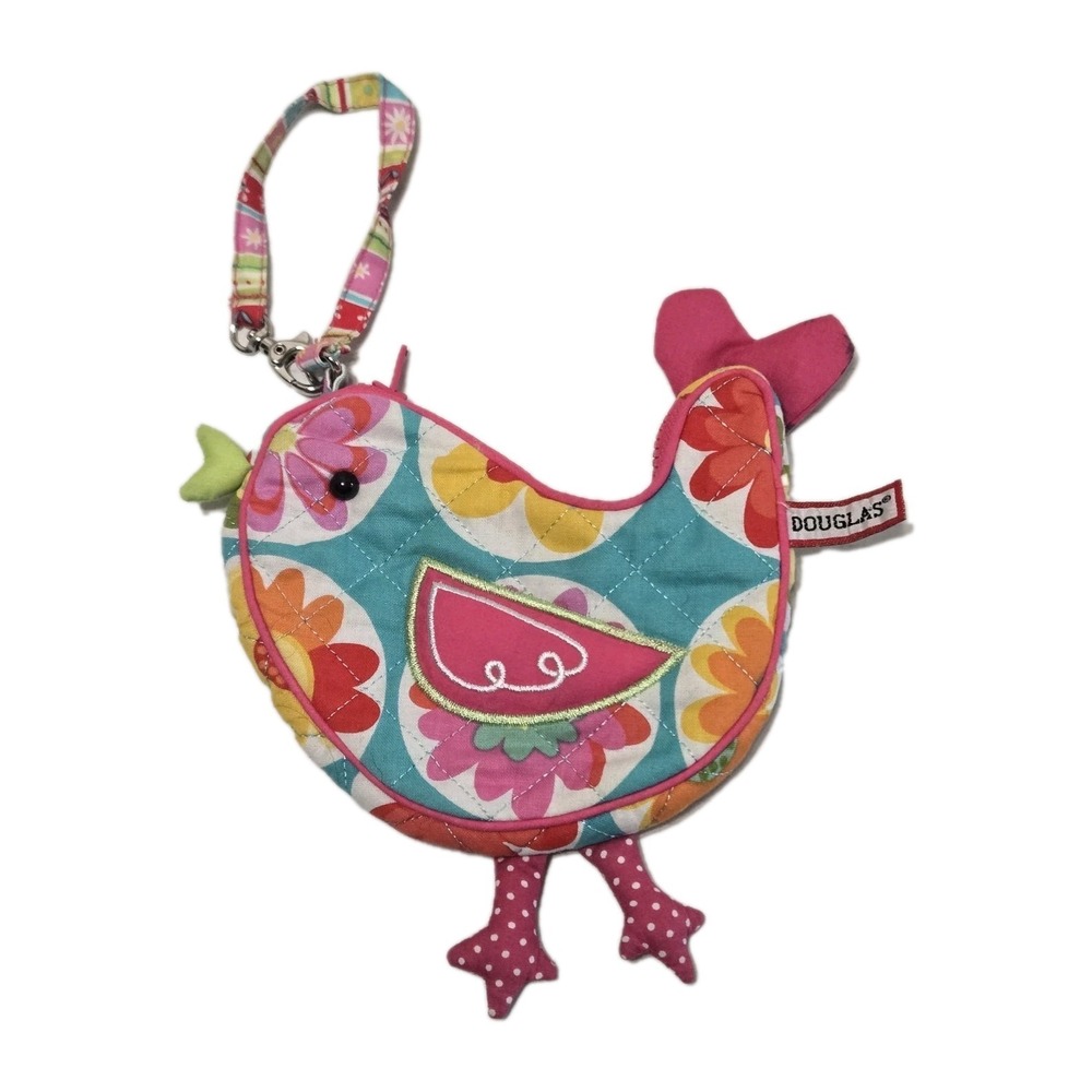 Douglas Brite‎ Birdie Bird Sillo-Ette Quilted Coin Pouch Purse Wristlet Colorful